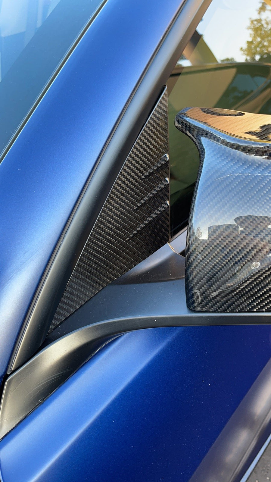 Model Y A-Pillar Accent Overlays (1 Pair) - Real Molded Carbon Fiber