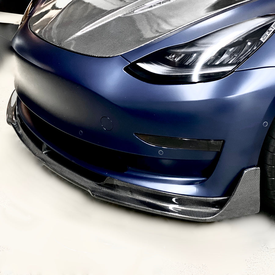 Model 3 Viento Aero Front Lip - Real Molded Carbon Fiber