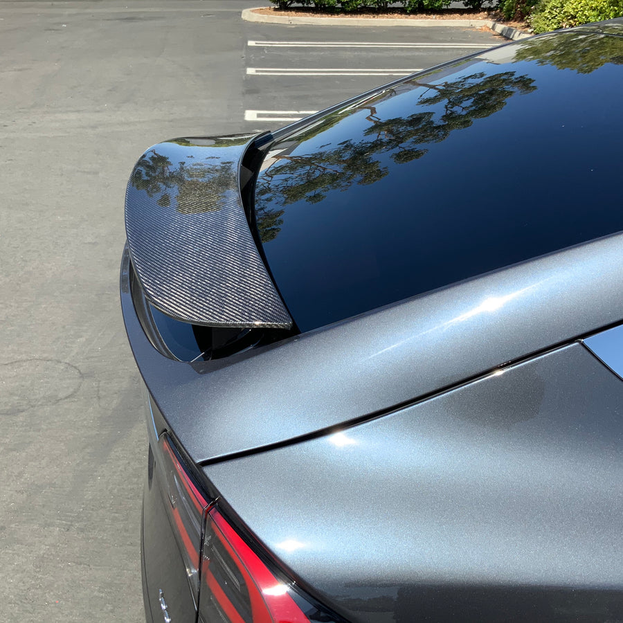 Model X Spoiler Overlay - Real Molded Carbon Fiber
