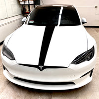 Model S Hood Racing Stripe Made from Xpel Ultimate Plus Black PPF