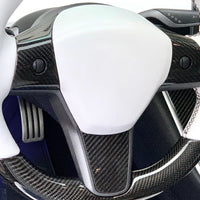 Model 3 & Y Steering Wheel Overlay (3 Piece) - Real Molded Carbon Fiber
