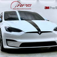 Model S Hood Racing Stripe Made from Xpel Ultimate Plus Black PPF