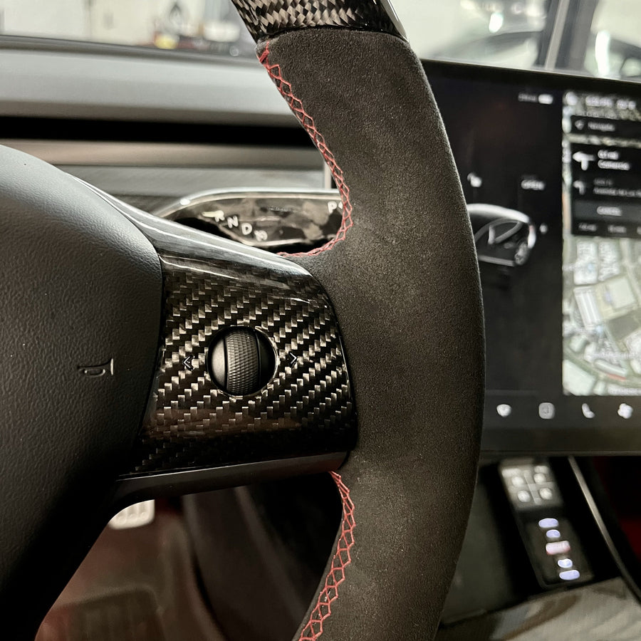 Model 3 & Y - Sport Grip Full Carbon Fiber Steering with Alcantara Handles
