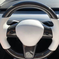 Model 3 & Y Steering Wheel Overlay (3 Piece) - Real Molded Carbon Fiber