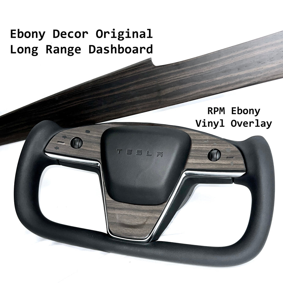 2021-2023 Model S & X Yoke Steering Wheel Ebony Wood Accent Overlays