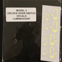 Model 3 & Y Unlock Door Switch Decals - Night Glowing or White