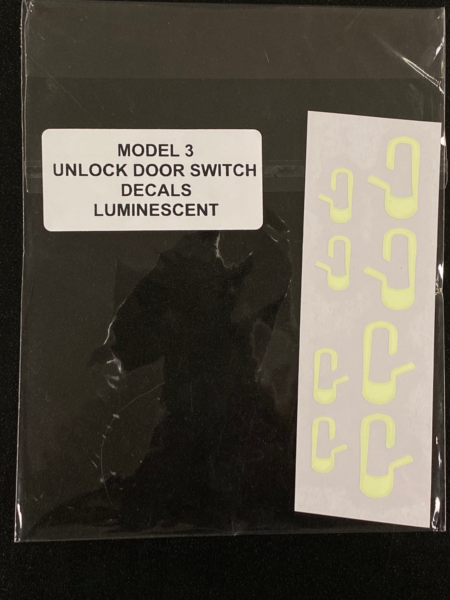 Model 3 & Y Unlock Door Switch Decals - Night Glowing or White