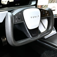 2021-2023 | Model S & X Yoke Heated Steering Wheel - Real Molded Carbon Fiber