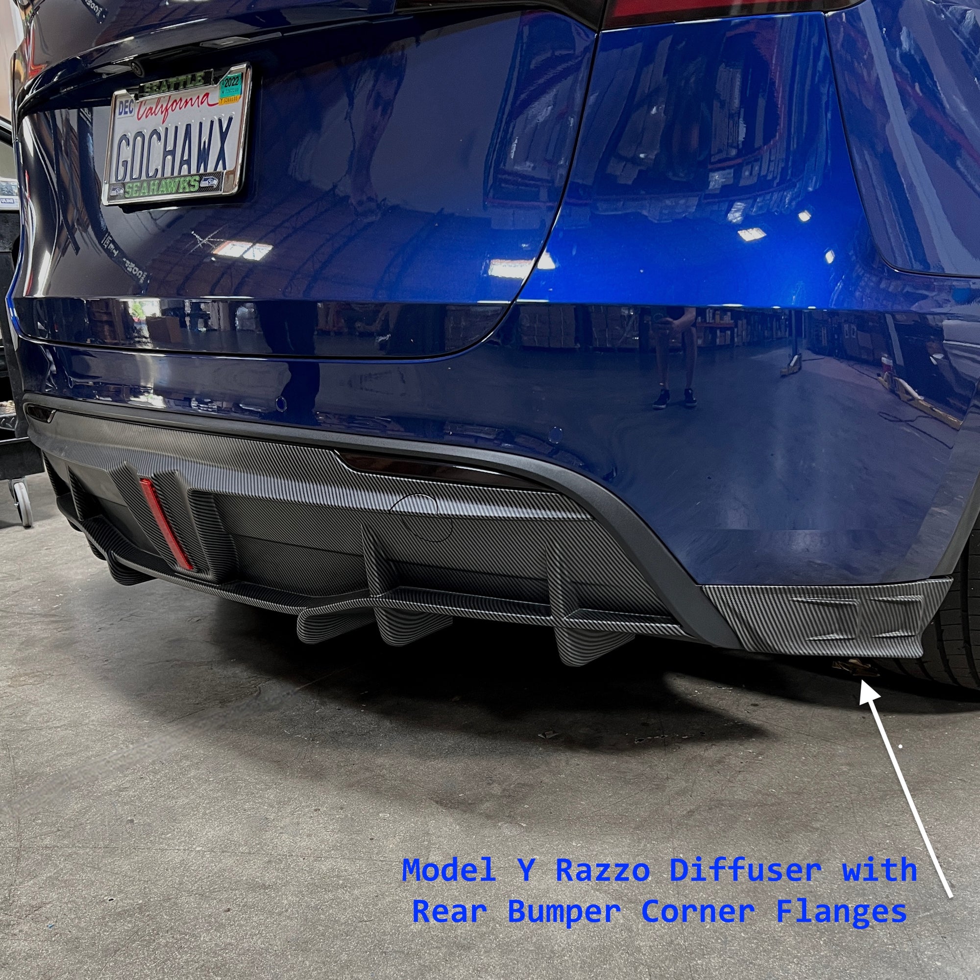 2020-2024 | Model Y Razzo Rear Diffuser &amp; LED Brake Light- Hydro Carbon Fiber Coated