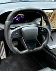 2021-2023 Model S & X Sport Steering Wheel Horizontal Top & Bottom- Real Molded Carbon Fiber