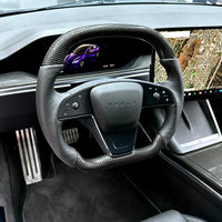2021+ | Model S & X Yoke Round Sport Steering Wheel - Real Molded Carbon Fiber