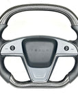 2021-2023 Model S & X Sport Steering Wheel Horizontal Top & Bottom- Real Molded Carbon Fiber