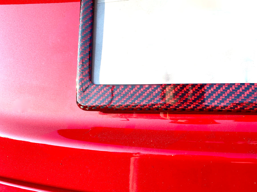 License Frame - Red Carbon Fiber