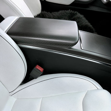 2021 + | Model S & X Center Console Armrest Overlay - Real Molded Carbon Fiber