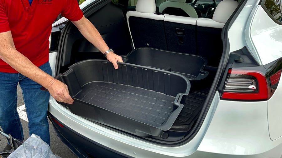 Dual-layer storage box in the front and rear trunk of Tesla Model