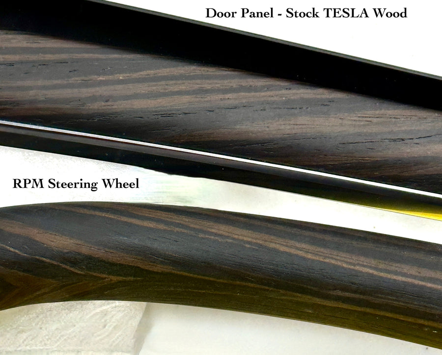 2021-2023 Model S & X Sport Steering Wheel Horizontal Top & Bottom - Ebony Decor Wood Matching