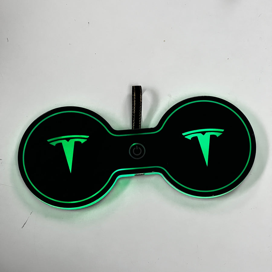 Model 3 & Y Dual Cupholder T Logo 7-Color LED Pad