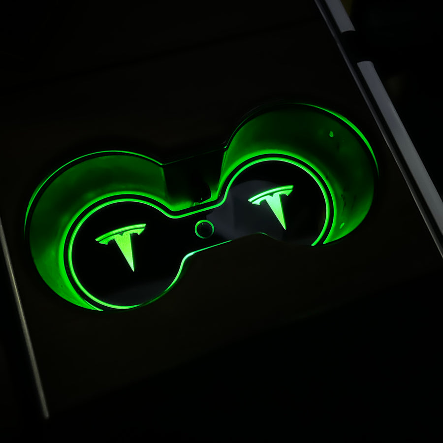 Model 3 & Y Dual Cupholder T Logo 7-Color LED Pad