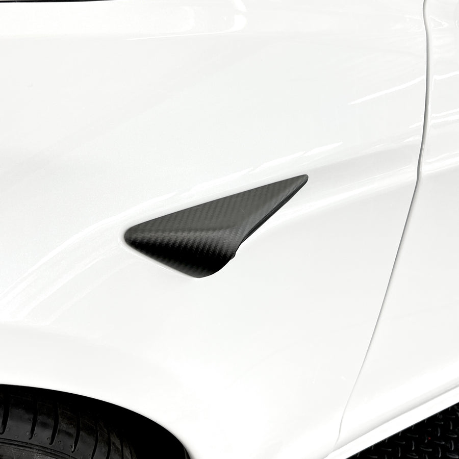 2021-2022 | Model S Top Half Style Turn Signal Overlays - Fits Hardware 3.0 - Real Dry Molded Carbon Fiber (1 Pair)