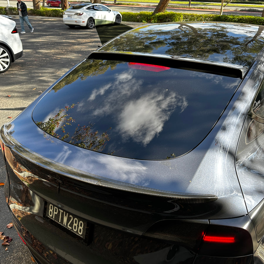 Model Y Rear Tailgate Window Spoiler (Solid Version) - Real Molded Carbon Fiber