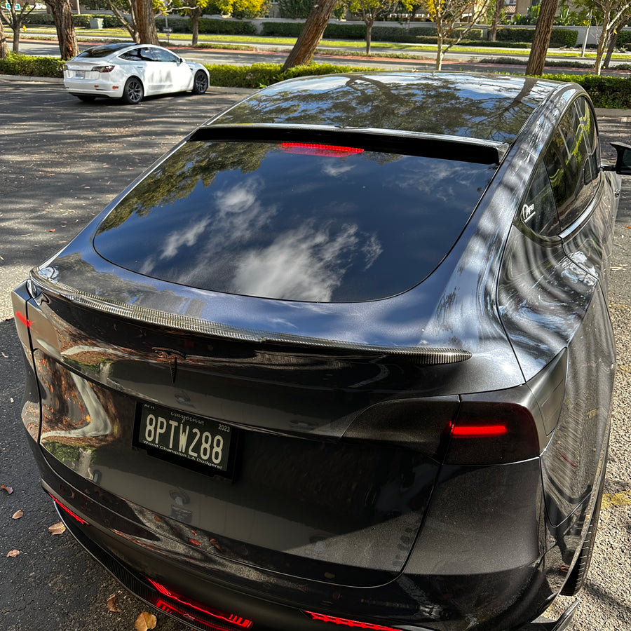 Model Y Rear Tailgate Window Spoiler (Solid Version) - Real Molded Carbon Fiber