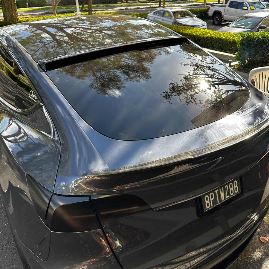 Model Y Rear Tailgate Window Spoiler (Solid Version) - Real Molded Carbon Fiber