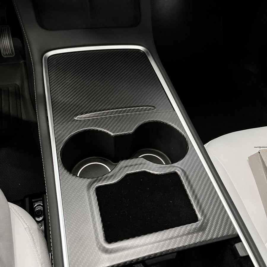 2021+ | Model 3 & Y Center Console Overlays (Gen. 2) - Real Molded Carbon Fiber