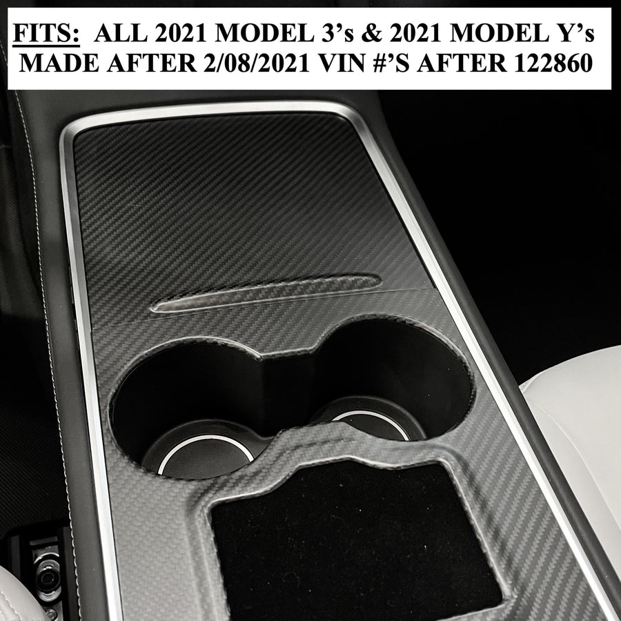 2021+ | Model 3 & Y Center Console Overlays (Gen. 2) - Real Molded Carbon Fiber