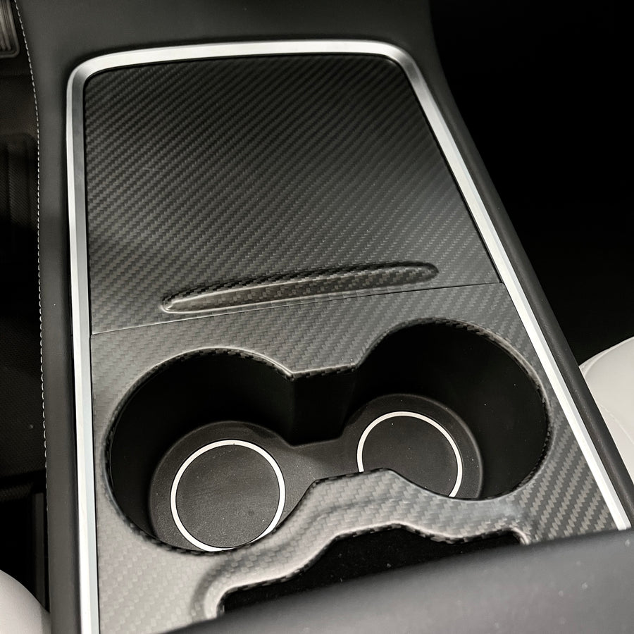 2021+ | Model 3 & Y Center Console Overlays (Gen. 2) - Real Molded Carbon Fiber