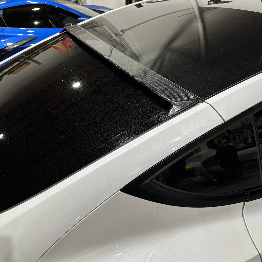 Model Y Rear Tailgate Window Spoiler (Solid Version) - Real Molded Carbon Fiber