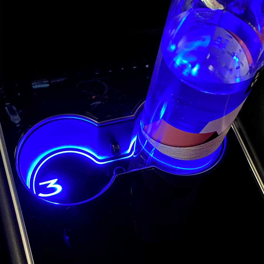 Model 3 Dual Cupholder 7-Color LED Pad