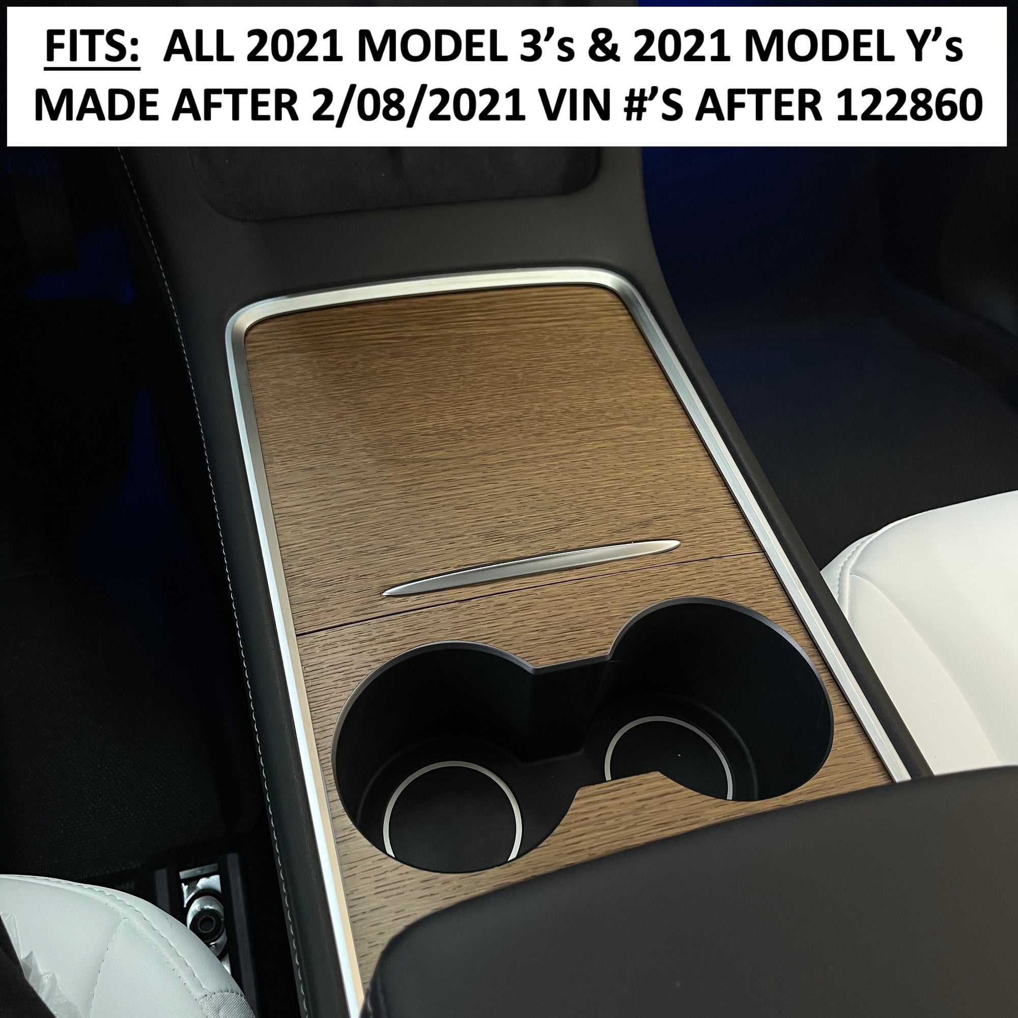 2021* | Model 3 &amp; Y Center Console Wraps (Gen. 2) - Vinyl Wood