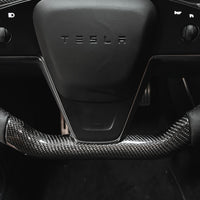 2021+ | Model S & X Yoke Round Sport Steering Wheel - Real Molded Carbon Fiber