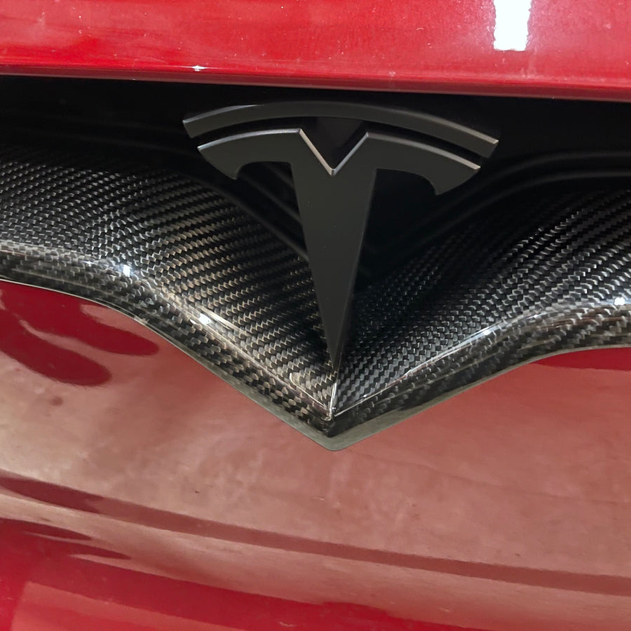2017+ | Model X Front End Inlay - Real Molded Carbon Fiber