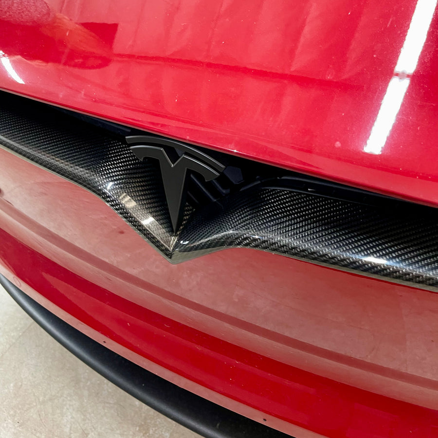 2017+ | Model X Front End Inlay - Real Molded Carbon Fiber