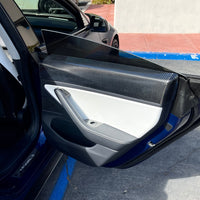 Model 3 Rear Door Panel Overlays - Real Molded Carbon Fiber