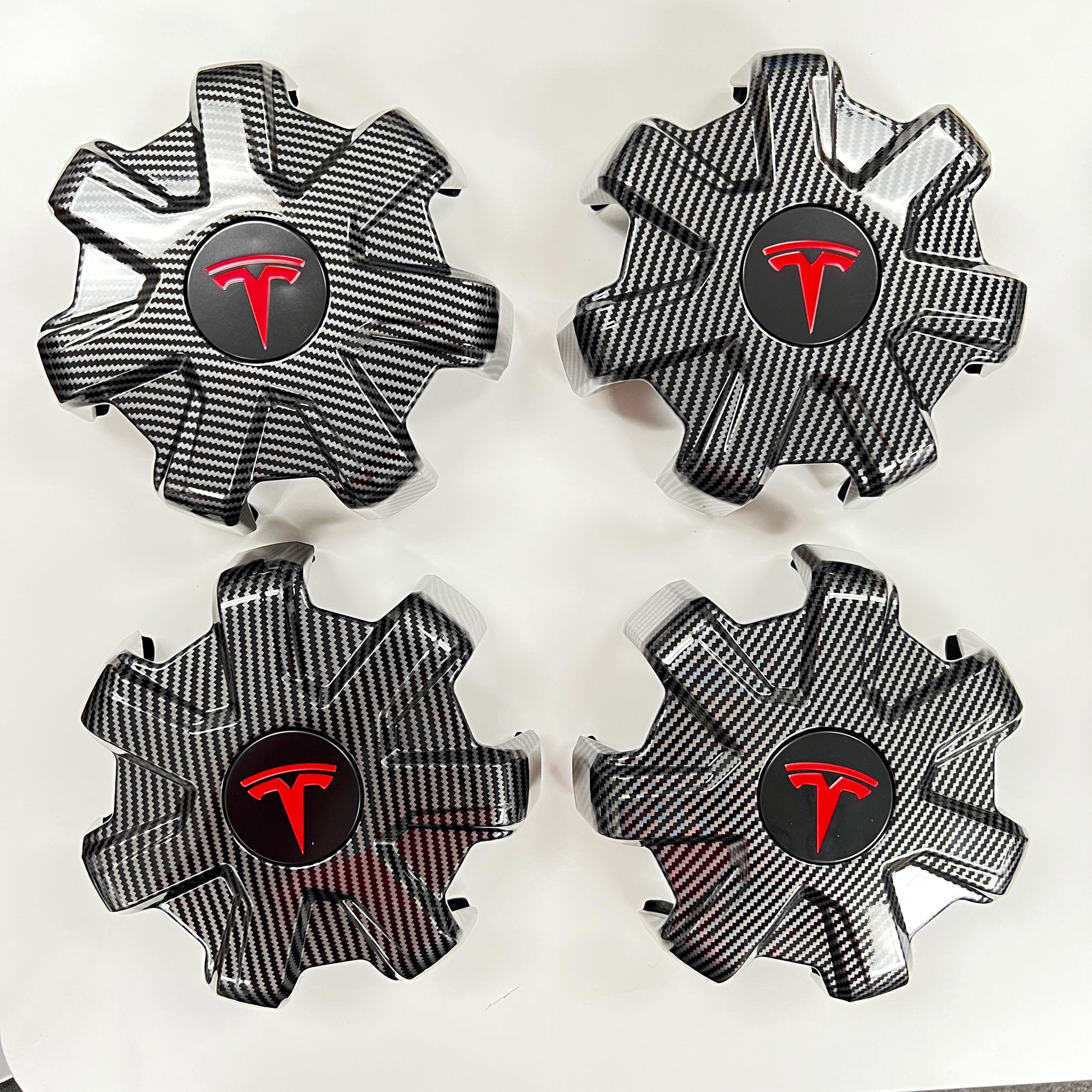2020-2024 | Model Y 19&quot; Gemini Wheel Center Hub Caps (Set of 4) - Hydro Carbon Fiber Coated
