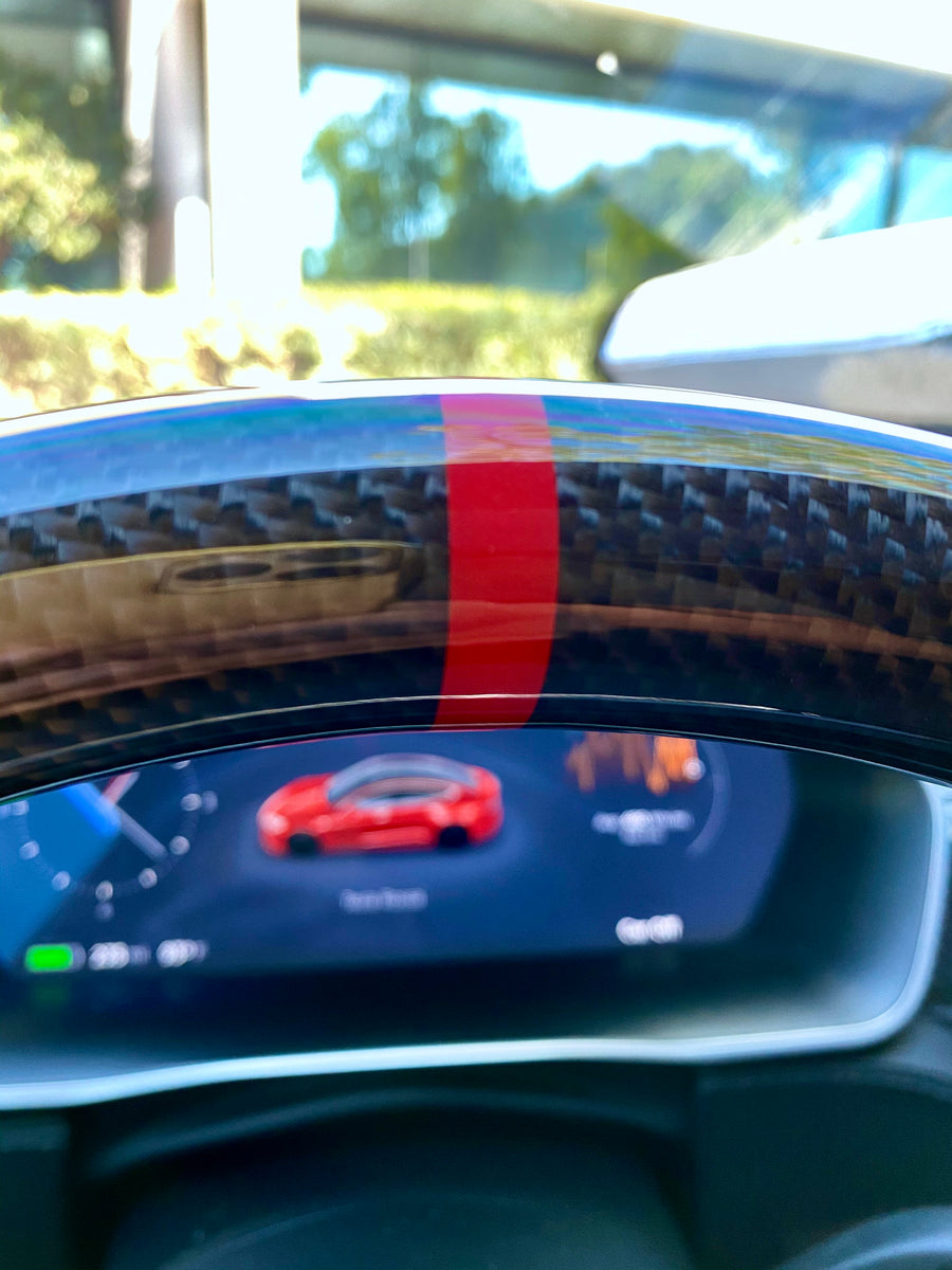 Model 3 & Y Upper Steering Wheel Overlay - Real Molded Carbon Fiber