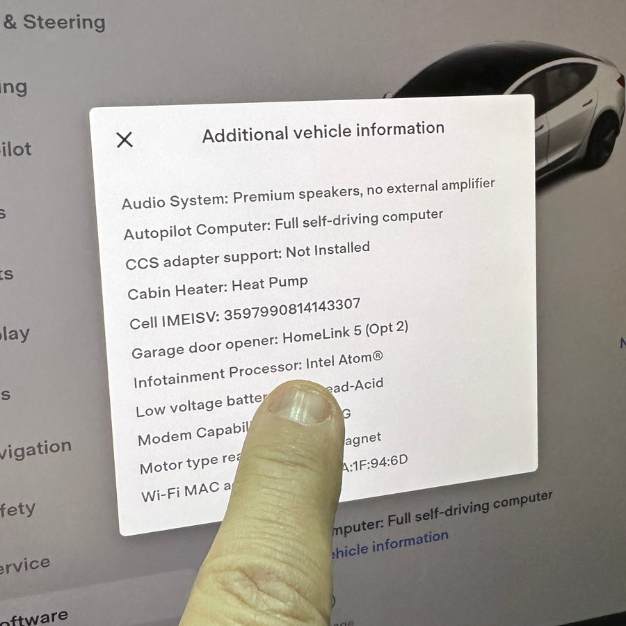 Model 3 & Y Steering Column Instrument Cluster Display