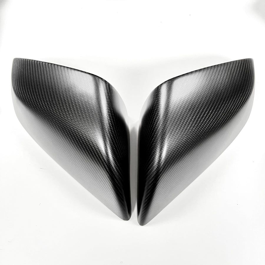 2021+ | Model S Plaid & LR Side View Mirror Overlays - Real Molded Carbon Fiber