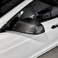 2021+ | Model S Plaid & LR Side View Mirror Overlays - Real Molded Carbon Fiber