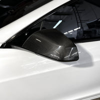 2021+ | Model S Plaid & LR Side View Mirror Overlays - Real Molded Carbon Fiber