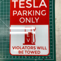 TESLA PARKING ONLY Sign