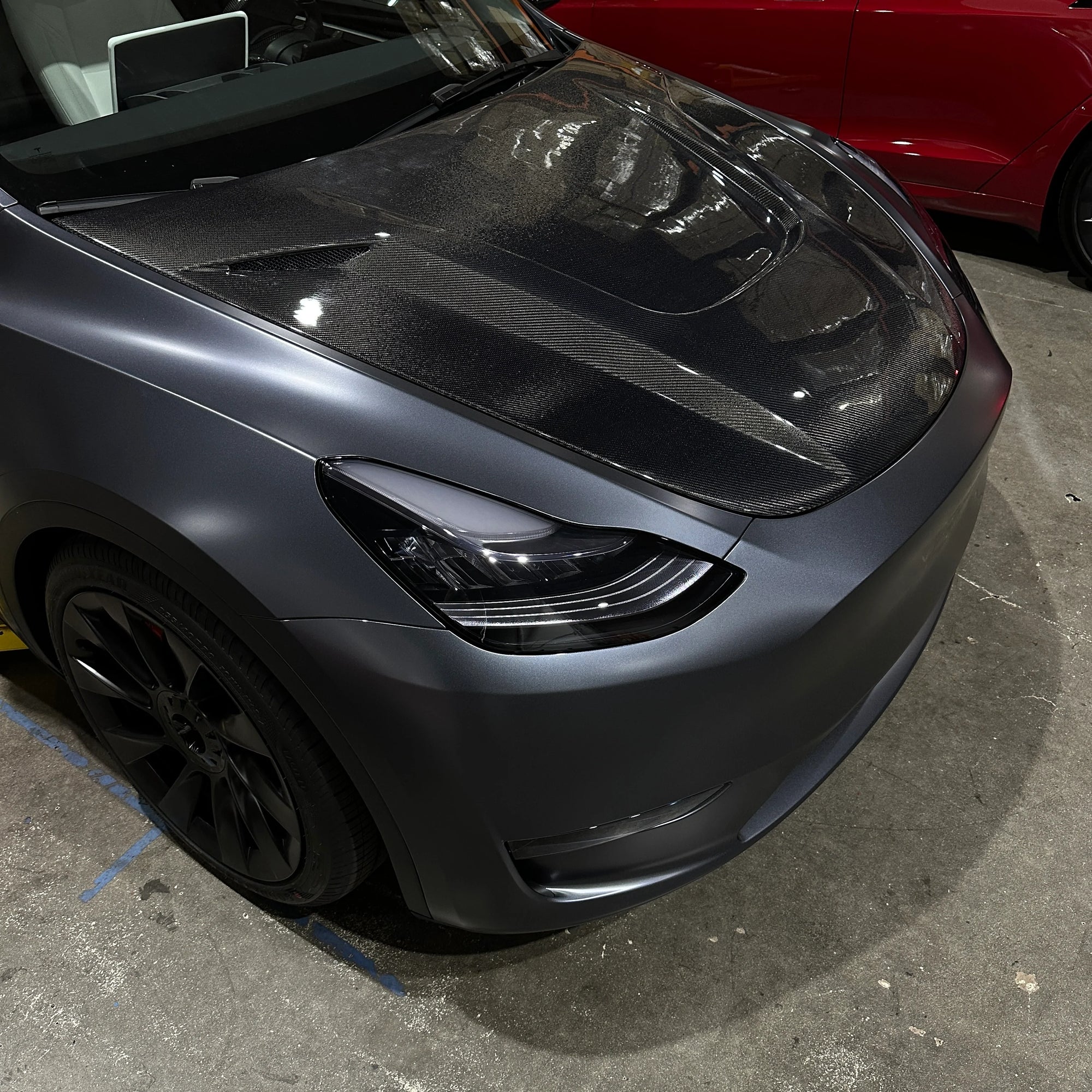 2020-2024 | Model Y Viento Robot Hood - Dual Layer with Xpel Clear Bra- Real Molded Carbon Fiber