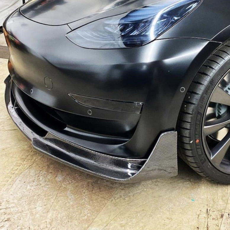 Model 3 Viento Aero Front Lip - Real Molded Carbon Fiber