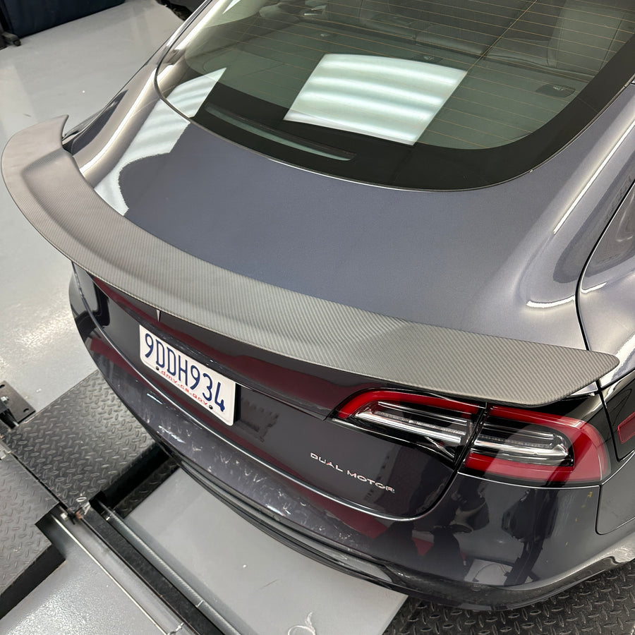 Model 3 Colossal Rear Wing Spoiler - Real Molded Carbon Fiber