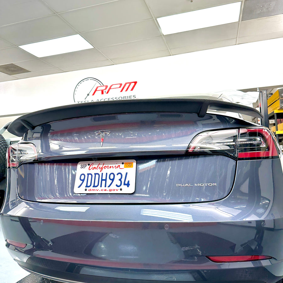 Model 3 Colossal Rear Wing Spoiler - Real Molded Carbon Fiber