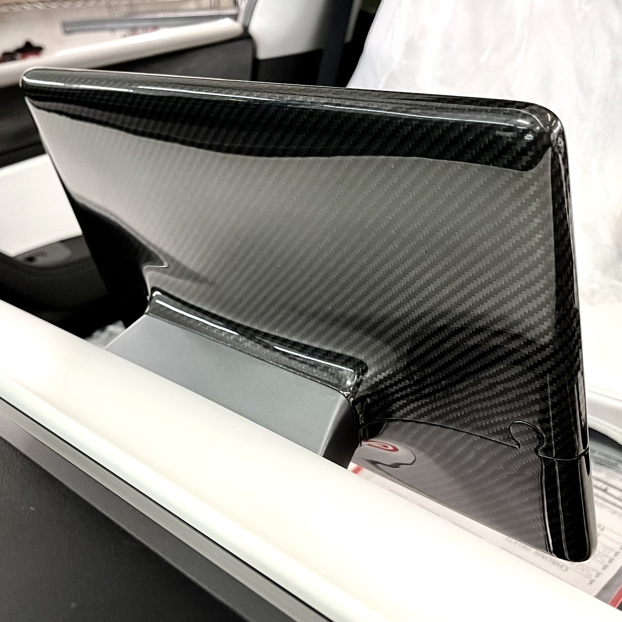 Model 3 &amp; Y Display Back Overlay - Real Molded Carbon Fiber