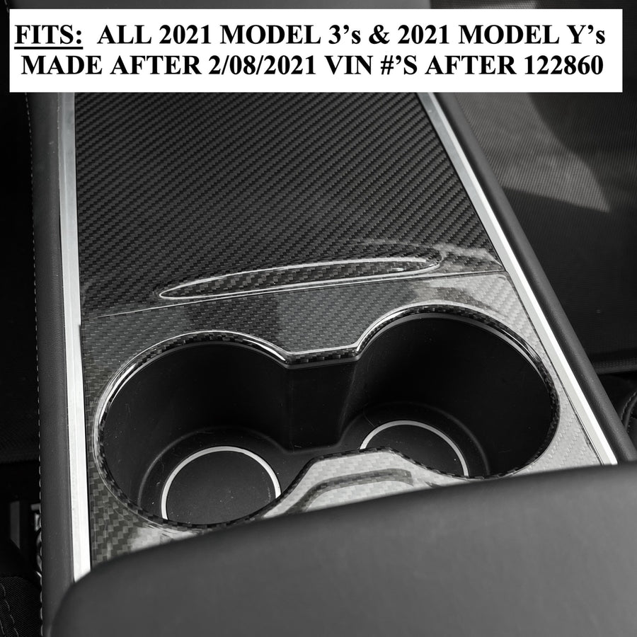 2021+ | Model 3 & Y Center Console Overlays (Gen. 2) - Real Molded Carbon Fiber
