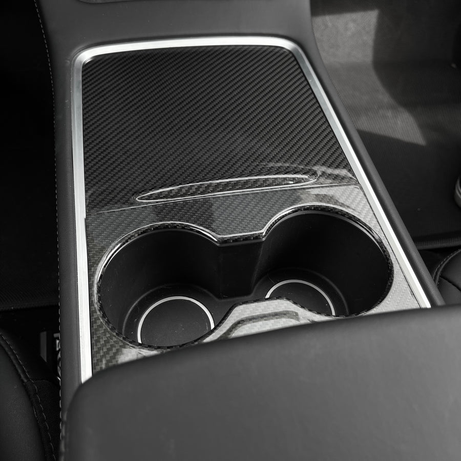 2021+ | Model 3 & Y Center Console Overlays (Gen. 2) - Real Molded Carbon Fiber